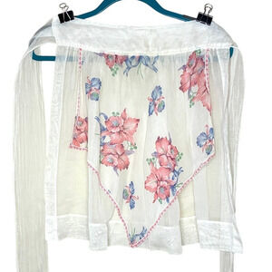 Vintage Hostess Half Apron Sheer with floral panel MCM Retro Coquette‎ Softgirl